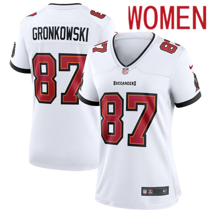 Women Tampa Bay Buccaneers #87 Rob Gronkowski Nike White Game NFL Jersey->women nfl jersey->Women Jersey